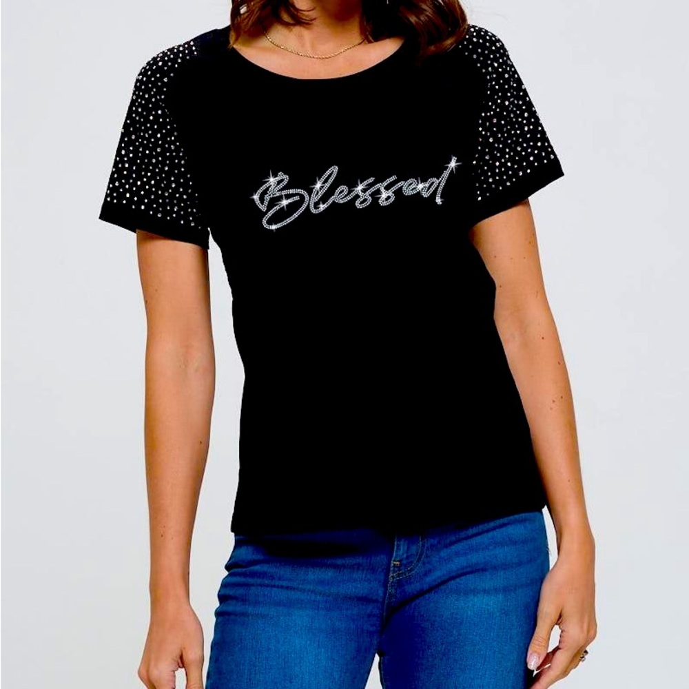 Blessed & Blingin' Short Sleeve Top